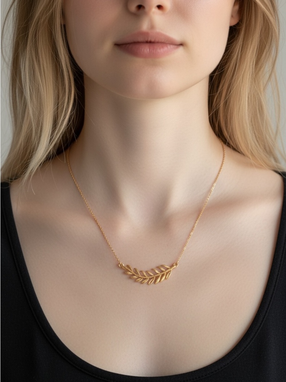 9/27 Gold Leaf Pendant Necklace - Elegant Women’s Jewelry